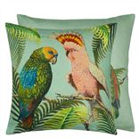 Parrot And Palm Azure Cushion