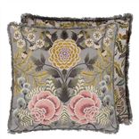 Brocart Decoratif Embroidered Sepia Cotton Cushion