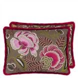 Rose de Damas Embroidered - Cranberry - Cushion - 60x45cm - Without...