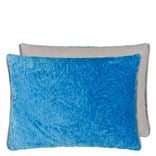 Cartouche Azure Velvet Decorative Pillow