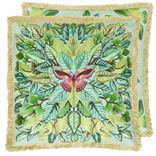 Coussin Celastrina Embroidered Turquoise Cotton