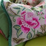Isabella Embroidered Fuchsia Linen Decorative Pillow