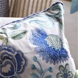 Embroidered Osier Damassé Cobalt Cushion