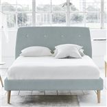 Cosmo Bed - White Buttons - Double - Beech Leg - Brera Lino Lapis