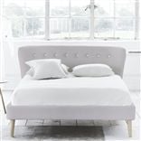 Wave Bed - White Buttons - King - Beech Leg - Brera Lino Platinum