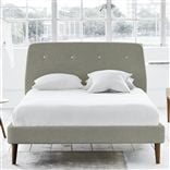 Cosmo Bed - White Buttons - Superking - Walnut Leg - Cheviot Pebble