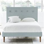 Polka Bed - Self Buttons - Double - Walnut Leg - Brera Lino Lapis