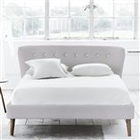 Wave Bed - White Buttons - Superking - Walnut Leg - Brera Lino Plat...