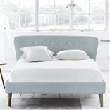 Wave Bed - White Buttons - Superking - Walnut Leg - Brera Lino Lapis