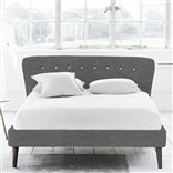 Wave Bed - White Buttons - Superking - Walnut Leg - Elrick Steel