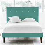 Polka Bed - White Buttons - Double - Walnut Leg - Cassia Ocean