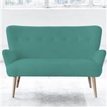 Florence 2 Seater - Self Buttons - Beech Leg - Cassia Ocean