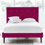 Polka Bed - White Buttons - Superking - Walnut Leg - Cassia Fuchsia