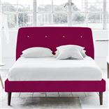 Cosmo Bed - White Buttons - Superking - Walnut Leg - Cassia Fuchsia