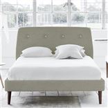 Cosmo Bed - White Buttons - Superking - Walnut Leg - Brera Lino Pebble