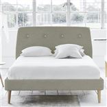 Cosmo Bed - White Buttons - Superking - Beech Leg - Brera Lino Pebble