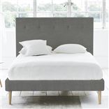 Polka Bed - Self Buttons - Double - Beech Leg - Brera Lino Granite