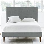 Polka Bed - White Buttons - Superking - Walnut Leg - Brera Lino Zinc