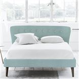 Wave Bed - White Buttons - Superking - Walnut Leg - Brera Lino Celadon