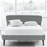 Wave Bed - White Buttons - Superking - Walnut Leg - Brera Lino Zinc