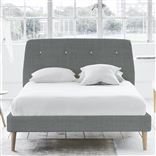 Cosmo Bed - White Buttons - Superking - Beech Leg - Brera Lino Zinc