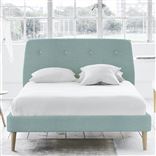 Cosmo Bed - White Buttons - Superking - Beech Leg - Brera Lino Celadon
