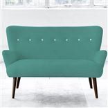 Florence 2 Seater - White Buttons - Walnut Leg - Cassia Ocean
