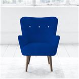 Florence Chair - White Buttons - Walnut Leg - Cassia Cobalt