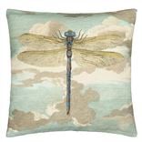 Dragonfly over Clouds Sky Blue Cushion 