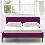 Square Low Bed -  Superking  -  Walnut Leg  -  Cassia Fuchsia