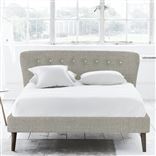 Wave Bed - White Buttons - Superking - Walnut Leg - Conway Natural