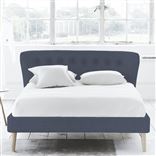 Wave Bed - Self Buttons - Single - Beech Leg - Rothesay Denim