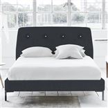 Cosmo Bed - White Buttons - Double - Metal Leg - Rothesay Indigo