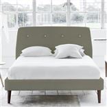 Cosmo Bed - White Buttons - Superking - Walnut Leg - Rothesay Linen