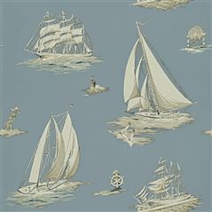 Down Easter Boats Mist Ralph Lauren Wallpaper