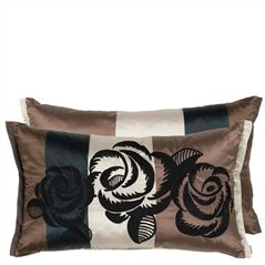 Coussin brodé Kasuti Taupe 