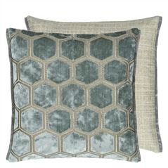 Manipur Silver Velvet Throw Pillow