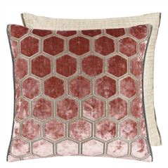 Manipur Coral Velvet Throw Pillow