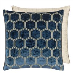 Manipur Midnight Blue Velvet Cushion