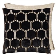 Manipur Noir Black Velvet Cushion