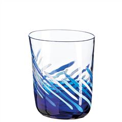 Blue & White Diagonal Stripes Murano Glass