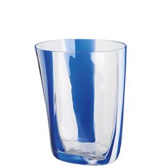 Blue & White Wide Vertical Stripes Murano Glass