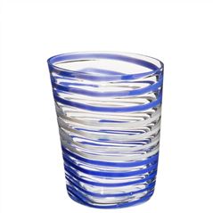 Blue & White Horizontal Stripes Murano Glass