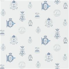 Rowthorne Crest Navy White Wallpaper