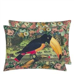 Toucan Floral Sepia Decorative Pillow