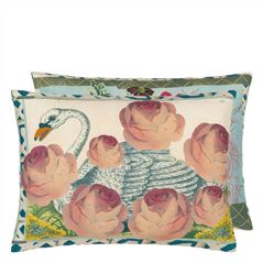 Swan Floral Sepia Decorative Pillow