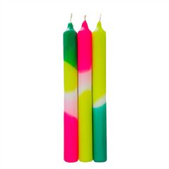 Green Splash Dinner Candles Set Of 3