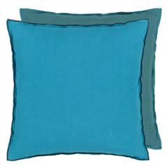 Brera Lino Indian Ocean & Teal Square Cushion