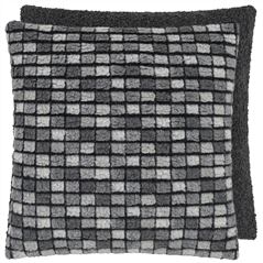 Blengdale And Cormo Graphite & Charcoal Large Checked Cushion