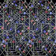Fretwork Garden Panoramic Indigo Christian Lacroix Wallpaper